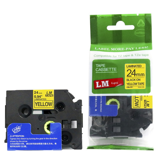 LM Tape LMeC51 Compatible 1 In Black On Fluorescent Yellow P-touch