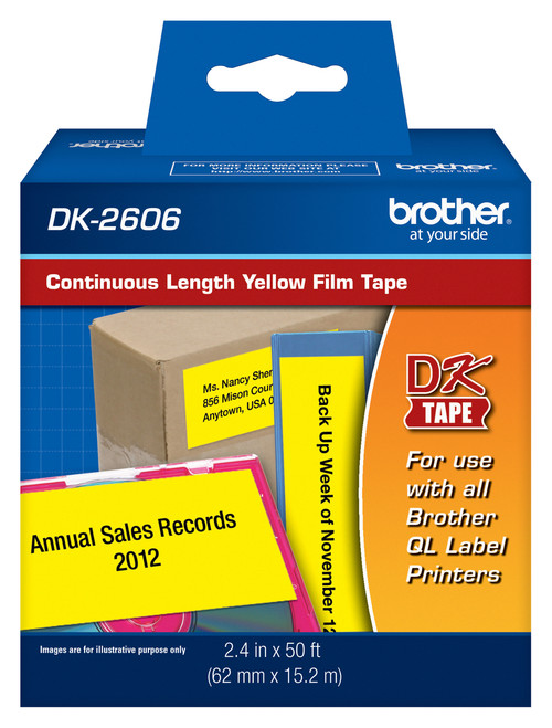 Brother DK2606 continuous yellow film label tape roll