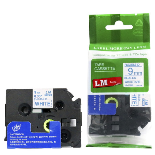 LM Tape Compatible 3/8 Black On White Flexible P-touch Tape