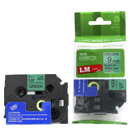 Replacement p-touch black on green extra strength 9 mm