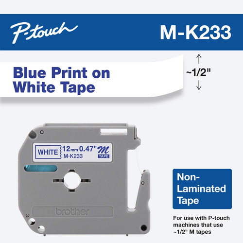 1/2" blue on white labels M-K233 tape