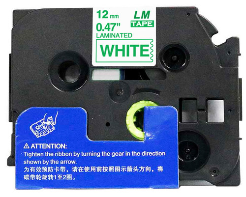 1/2 green on white label tape