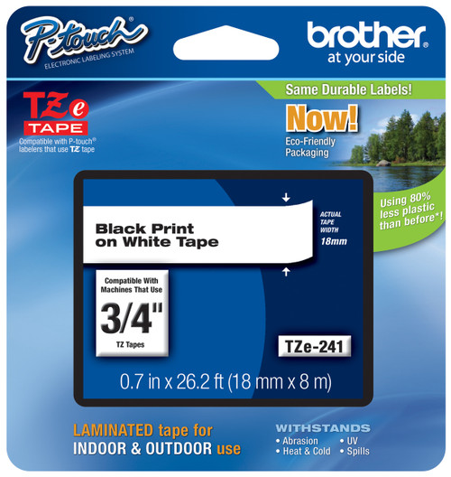 Brother TZe-345 3/4 White On Black P-touch Tape - 0.7 18mm TZ345