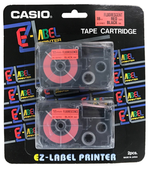 Casio IR18FRD2S Black on Fluorescent Red Tape Cassettes