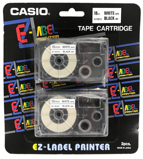 Casio IR-18WE2S Black on White Tape Cassettes