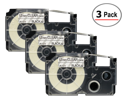 Compatible XR-12X Label-It tape - 12mm black on clear