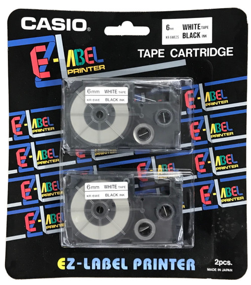 Casio KR6WE2S Black on White Tape Cassettes
