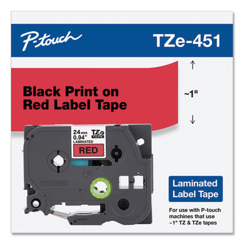 Brother TZe-451 1 In. Black On Red P-touch Tape