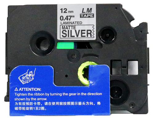 1/2 black on matte silver p-touch tape