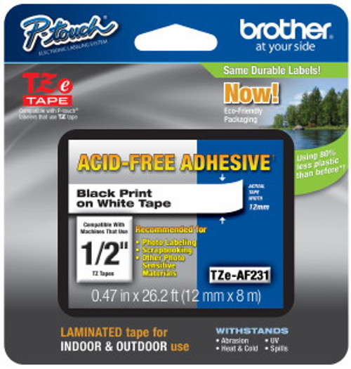 Brother TZe-AF231 1/2 Acid Free Label P-Touch Tape - 12mm TZAF231