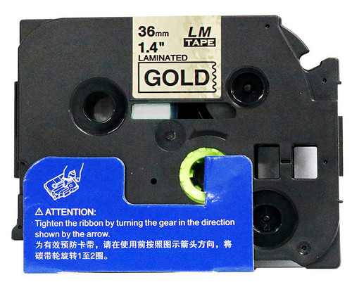 Replacement p-touch black on gold label tape 36 mm