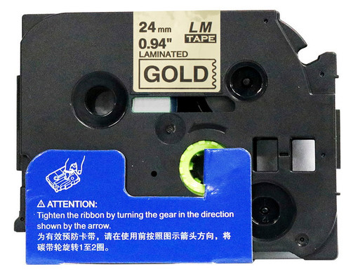 1" black on gold label tape tape