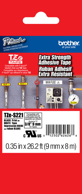 2PK TZS221 TZe-S221 Black on White Tape for Brother P-touch PT-D210 Label Maker 