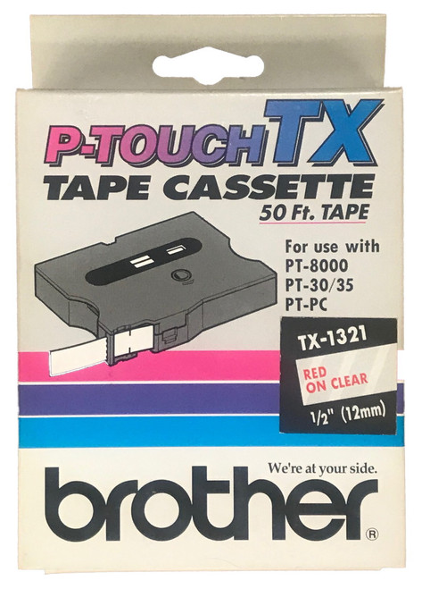 Brother TX1321 P-touch Tape - Red on Clear