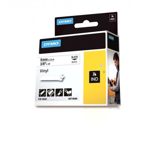 DYMO IND 18444 1/2 Vinyl Labels - Black 