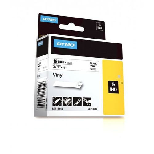DYMO IND 18444 1/2 Vinyl Labels - Black 