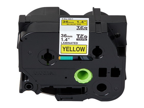 Brother TZe-661 label tape, 36mm black on yellow, non-retail packaging