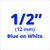1/2" blue on white tx tape