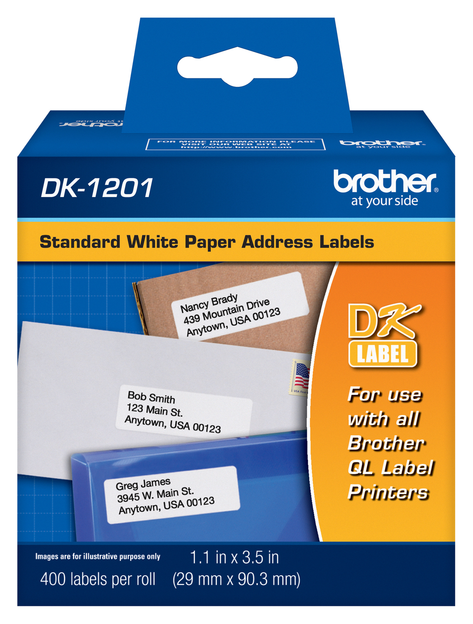 1Roll DK-1201 DK1201 1-1/7"  29mm Address Labels Frame For Brother QL-1050 