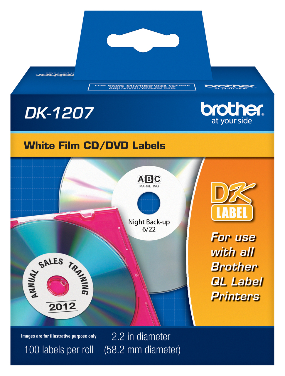 Brother DK1207 CD/DVD Film Labels 2 1/3 (58.2mm)
