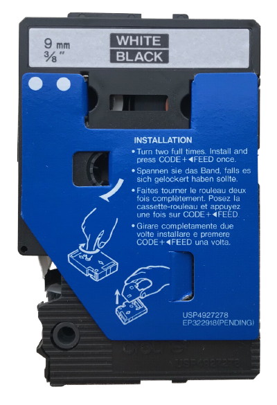 Opened Box - Brother TC-34Z P-touch Tape - White on Black 1/Pack