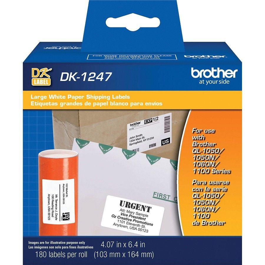 Brother DK1247 Large Shipping Labels (103mm x 164mm)