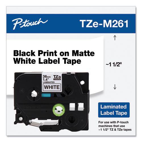 Brother TZe-M261 1.5 Black On Matte White P-touch Tape - 36mm TZeM261