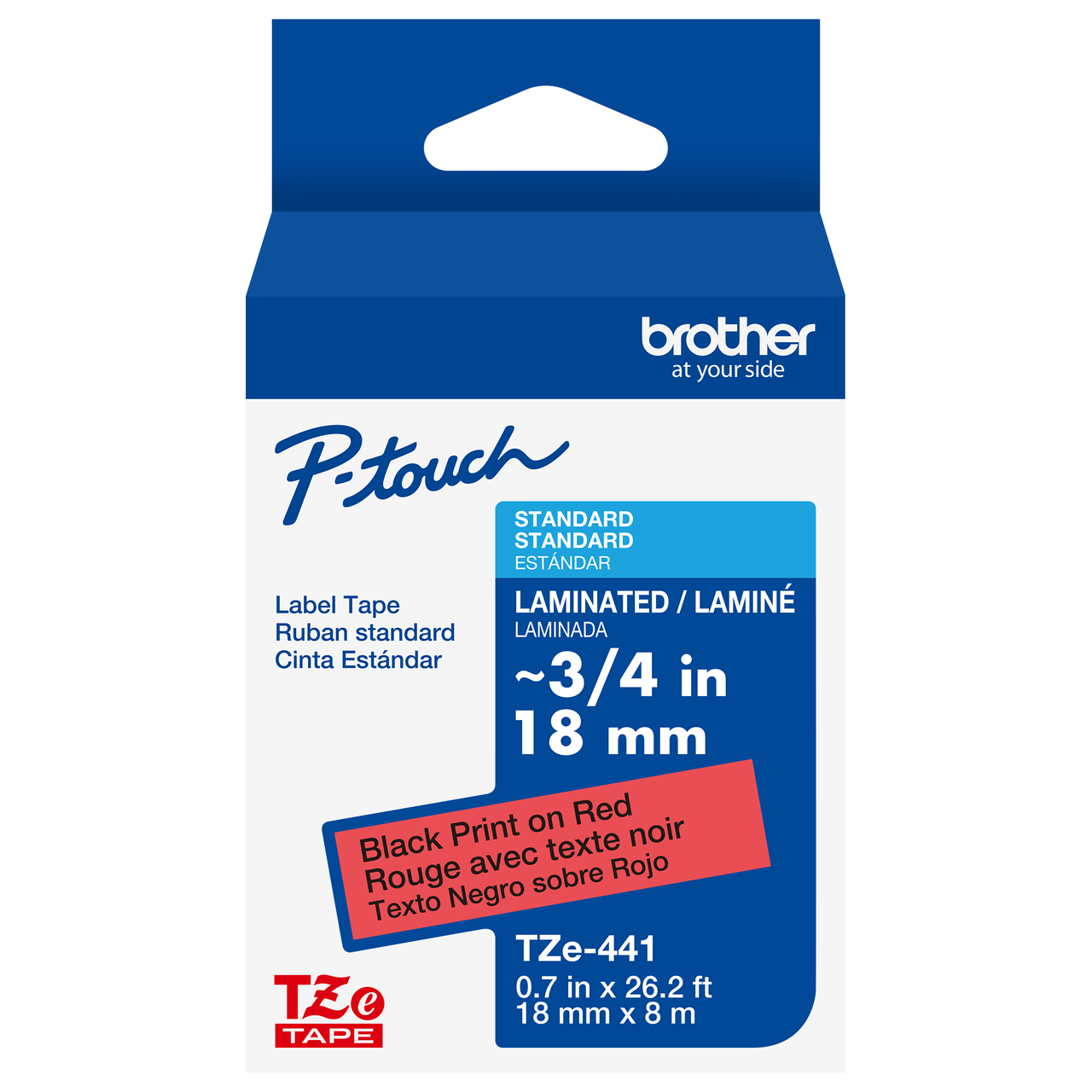 Brother TZe-441 3/4 Black On Red P-touch Tape - 0.7 18mm TZ441