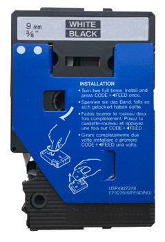 Opened Box - Brother TC-34Z P-touch Tape - White on Black 1/Pack