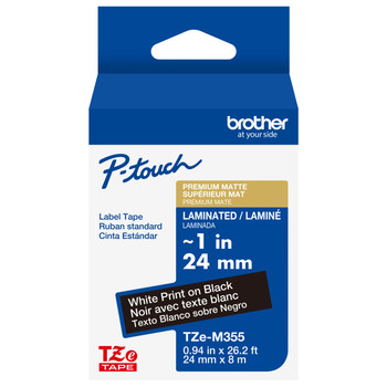 Brother TZe-M355 1 White On Premium Matte Black P-touch Tape