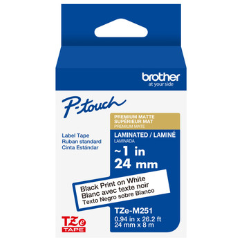 Brother TZe-M251 1 Black On Premium Matte White P-touch Tape