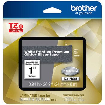 Brother TZe-PR955 1 White On Premium Glitter Silver P-touch Tape