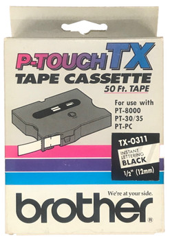 Brother TX-0311 Instant Black Lettering P-touch Tape