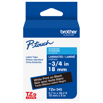 Brother TZe-345 3/4 White On Black P-touch Tape - 0.7 18mm TZ345
