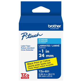 Brother TZe-651 1 Black On Yellow P-touch Tape - 24mm TZ651