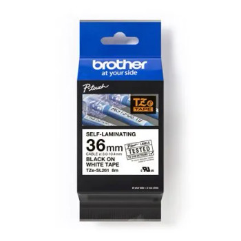 Brother TZe-SL261 36mm Black On White Self Laminating Tape - TZESL261