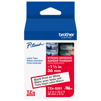 Brother TZe-S261 1.5 Black on White Extra Strength Tape - 36mm TZS261