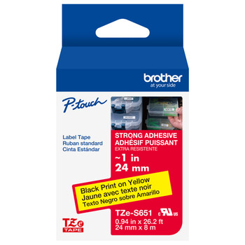 Brother TZe-S651 1 Black on Yellow Extra Strength Tape - 24mm TZS651