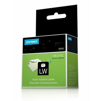 Dymo 30255 Yellow Address Labels 1 1/8 x 3 1/2