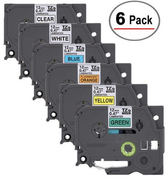 Brother TZe 12mm 6 Tape Variety Pack for all Brother P-touch Label