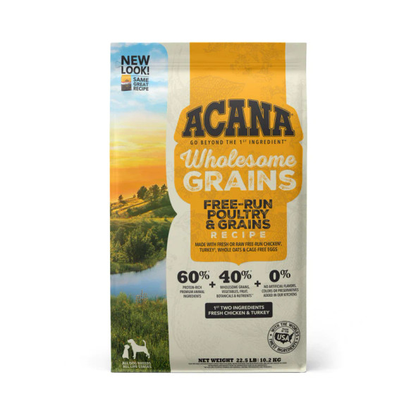 Acana Wholesome Grains Free-Run Poultry Dry Dog Food 22.5lb