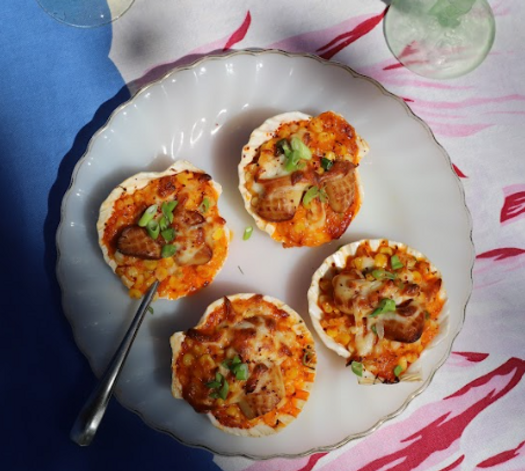 Korean-style Cheesy Corn with Ekone Smoked Scallops Korean-style Cheesy Corn with Ekone Smoked Scallops