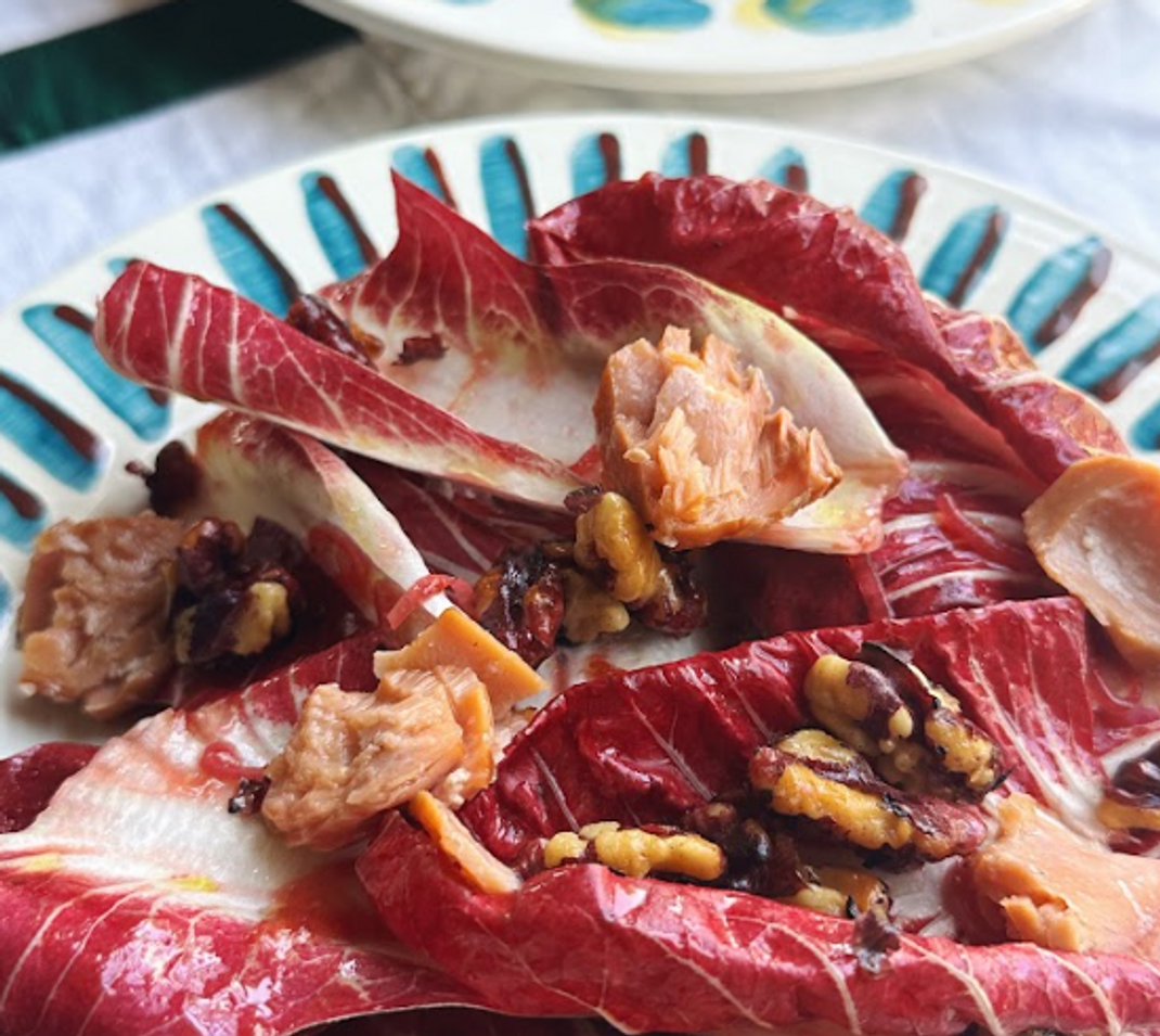 Radicchio Salad with Toasted Walnuts, Smoked Salmon and a Plum Jam Vinaigrette Radicchio Salad with Toasted Walnuts, Smoked Salmon and a Plum Jam Vinaigrette