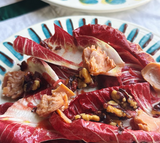 Radicchio Salad with Toasted Walnuts, Smoked Salmon and a Plum Jam Vinaigrette