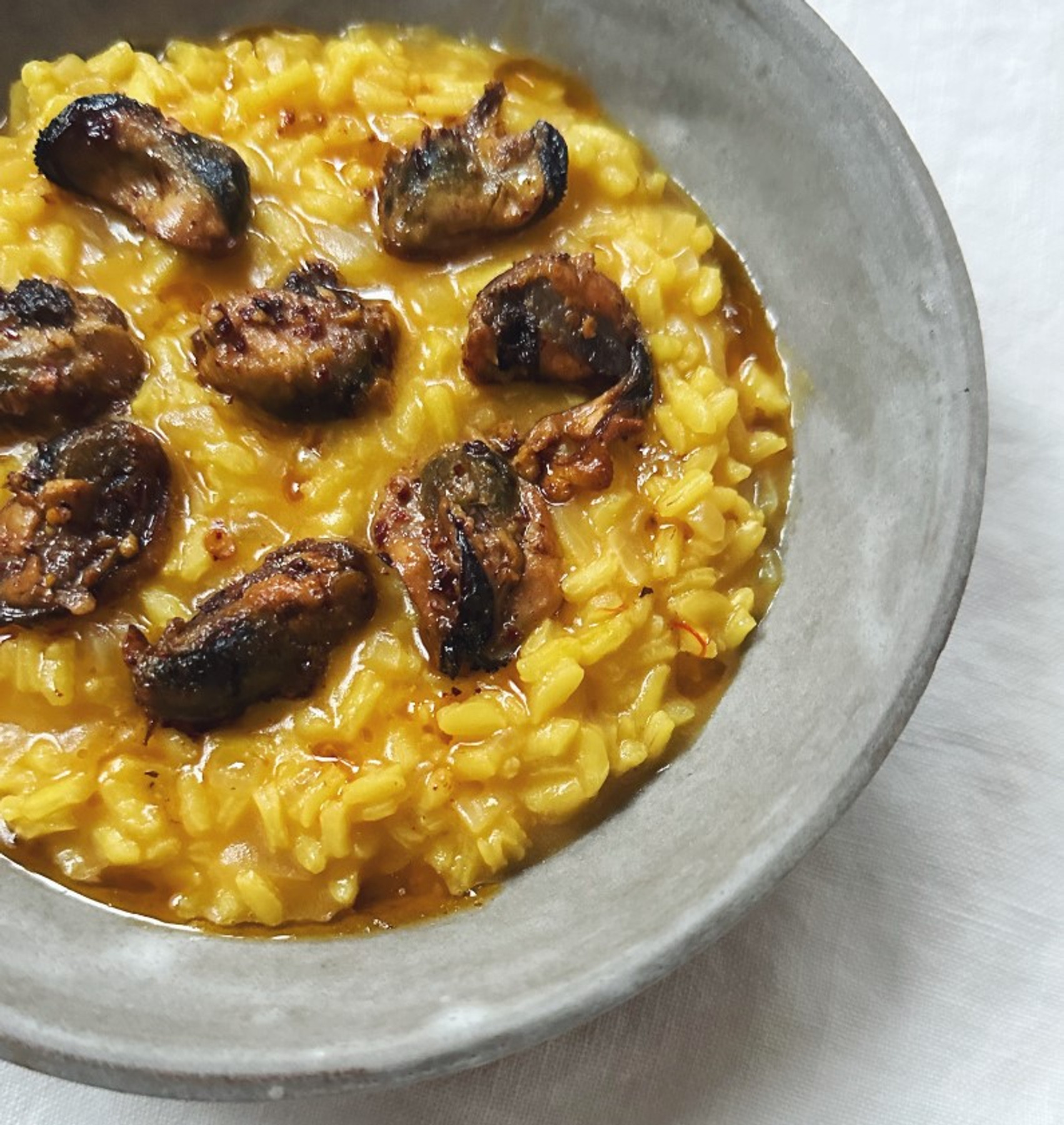 Saffron Risotto with Smoked Mussels