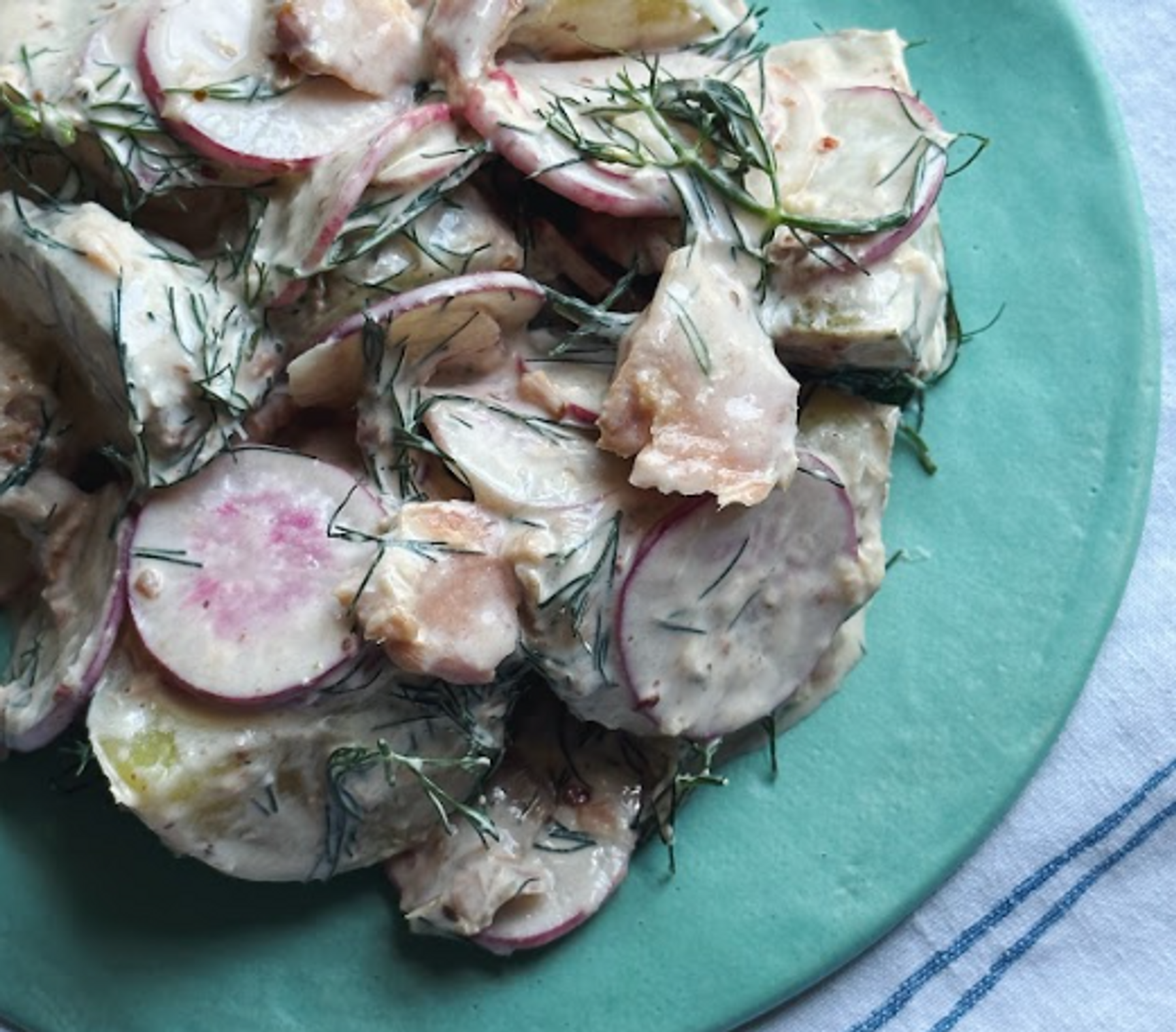 Potato Salad with Radishes, Smoked Salmon, and Dill 
