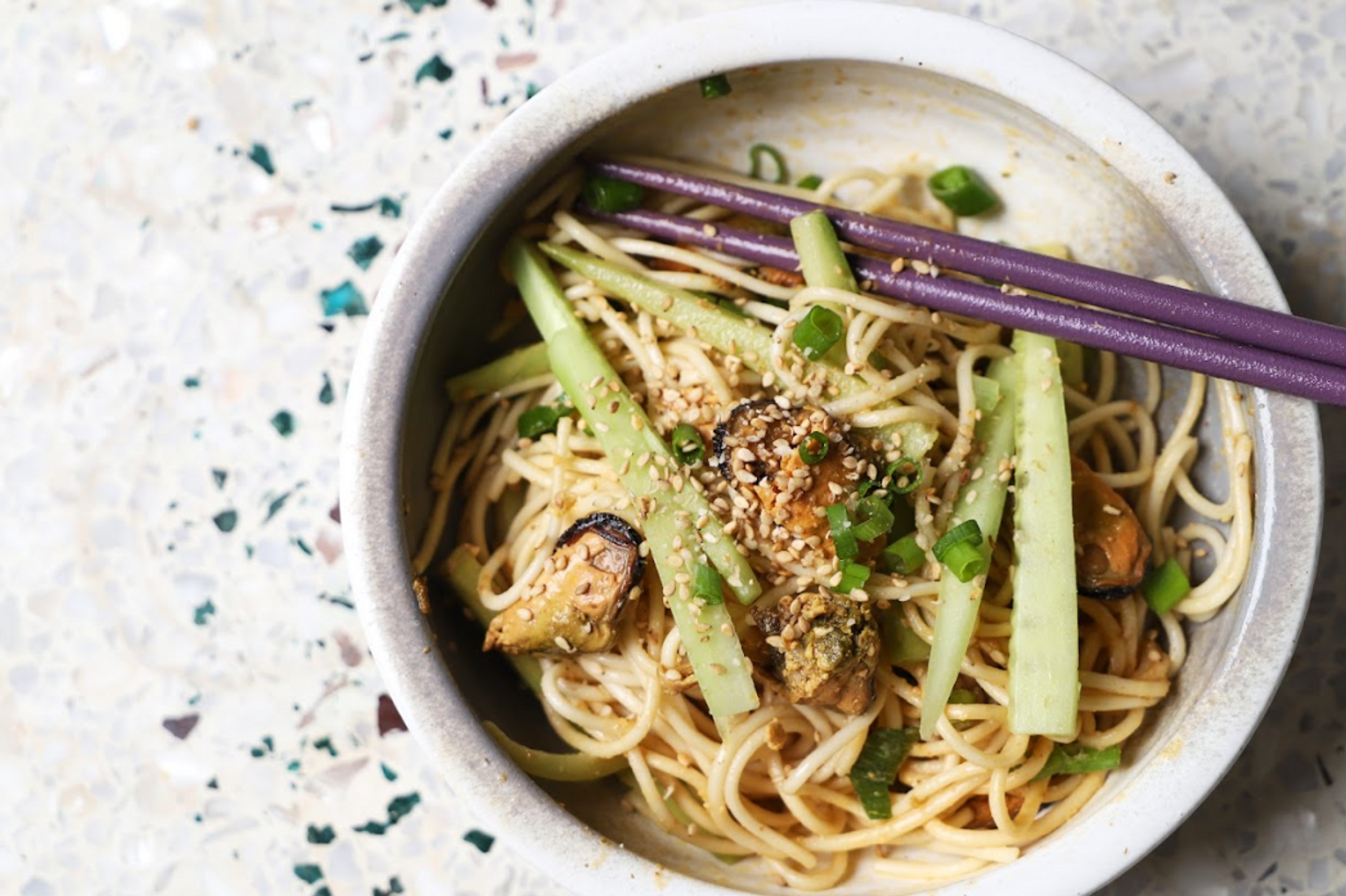 ​Cold Peanut Sauce Noodles and Smoked Mussels