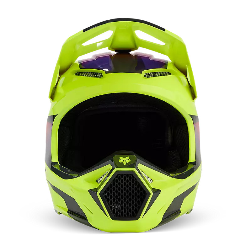 fox racing helmet motorcycle yellow V3 RS Mirer Fluo S The V1 Polaris Helmet delivers an array of elevated features to improve rider safety Fox V1 Flora Helmet Yellow