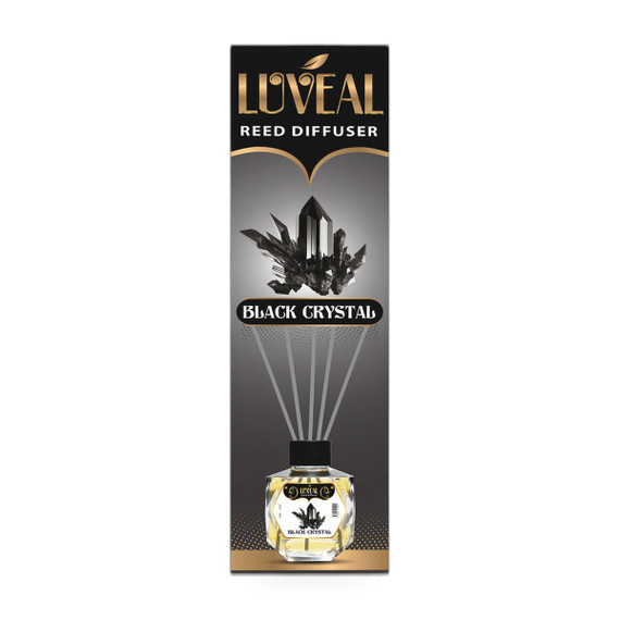 Luveal Black Crystal Reed Diffuser 120ml on white background