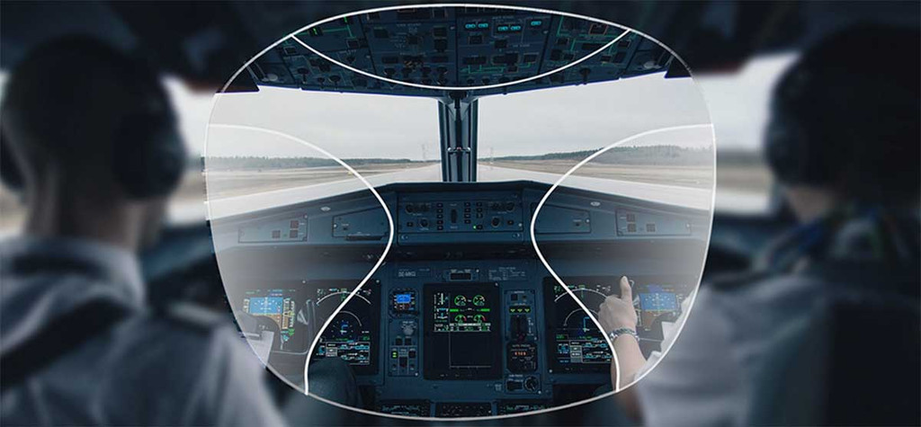 Prescription eyeglasses lenses for pilots